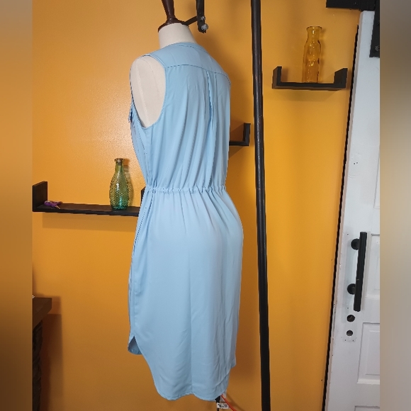 Allegra K Sleeveless Blue V-Neck Button Down Shift Dress New With Tags Size L - Picture 8 of 16